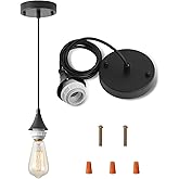 MIAOMEIO Vintage Black Pendant Light Kit, Edison Retro Pendant,E26 Lamp Socket DIY Pendant Light Cord,Adjustable Hanging Ligh