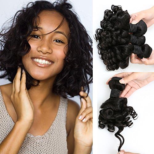 Aliglossy Brazilian Virgin Hair Funmi Hair Bouncy Curly Weave Human Hair 100% 8A Brazilian Hair Weave Bundles Nature Color Short Bob Hair Double Weft