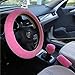 Cdycam Non-Slip Car Decoration Steering Wheel Handbrake Gear Shift Cover Plush New (Pink)
