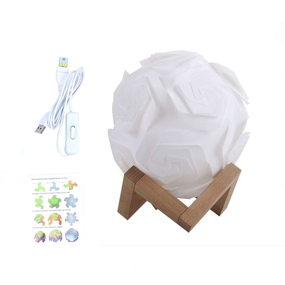 Tiardey 20PCS Plastic USB DIY Puzzle Lamp Desktop Splicing Night Light With Wooden Base Kit - White