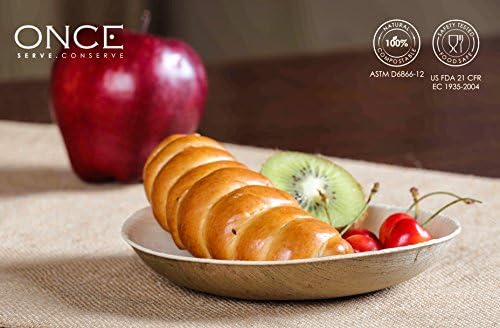 ONCE Tableware - Classic (Small) (Size : Dia 5.60x0.80 inches)-Set of 25 Ecofriendly Disposable Palm Leaf Dinner Plate