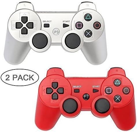 PS3 Controller XFUNY 2 Pack Wireless Bluetooth 6-Axis Controllers Dualshock 3 Gamepad for PlayStation 3 with Charging Cable (Black)