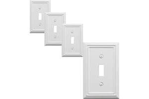 OKAWYC Single Toggle Light Switch Cover Adler Metal Wall Plate, 4-Pack White 1 Gang, Light Switch Cover Decorative Wallplate, Durable