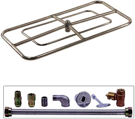 Spotix HPC Rectangle Fire Pit Burner Kit (FPSR48X24HCKIT-LP-MSCB), 48X24-Inch Burner, Match Light, Propane