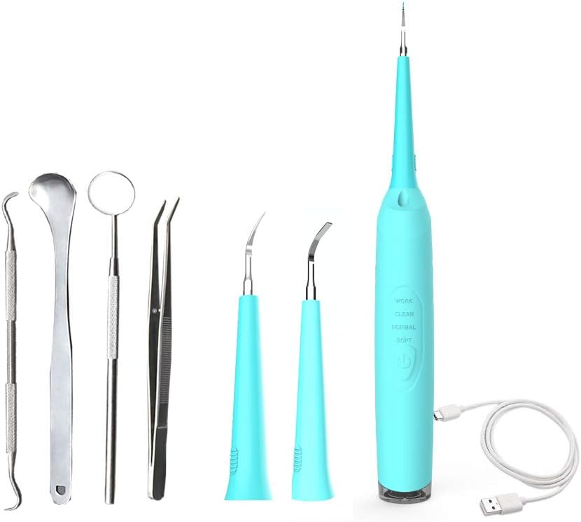 Colording Plaque Remover for Teeth - Electric Sonic Teeth Cleaning Tools Kit,Dental Calculus Remover Tooth Stains Tartar Remover Cleaner,Safe for Both Adult Kids-Green