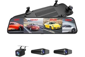 360 Degree Panoramic 4 Channels 4K Dash Cam, Front and Rear Camera,with WiFi APP ADAS BSD Night Vision HD 1080P Car DVR， 12 I