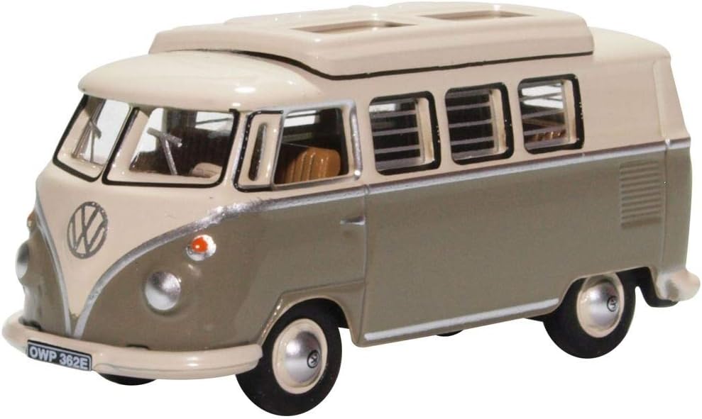 Oxford Diecast VW T1 Camper - Grey/White, White,grey, 5.7cm x 2.2cm x 3.5cm