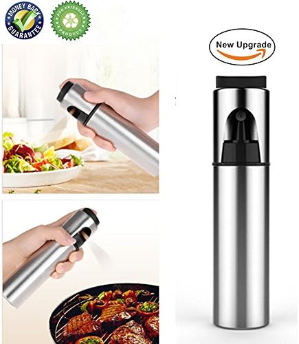 TOPNICES Olive Oil Sprayer,Stainless Steel Oil Dispenser Spray Bottle for Kitchen Vinegar Spraying Cooking Salad Barbecue Grills,Include Brush