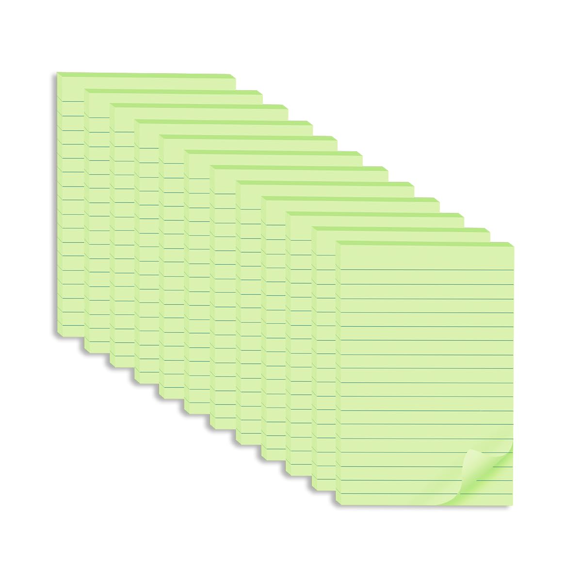 Photo 1 of (12 Pack) Lined Sticky Notes 4x6 in,Light Green Large Notepads with Lines,Ruled Stickies Super Sticking Power,Office School Memo Note Pads,Post on Windows Doors,Recyclable,Easy to Write on