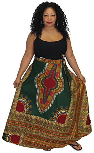 African Planet Women's Maxi Length Dashiki Wrap Around Skirt - Image 3