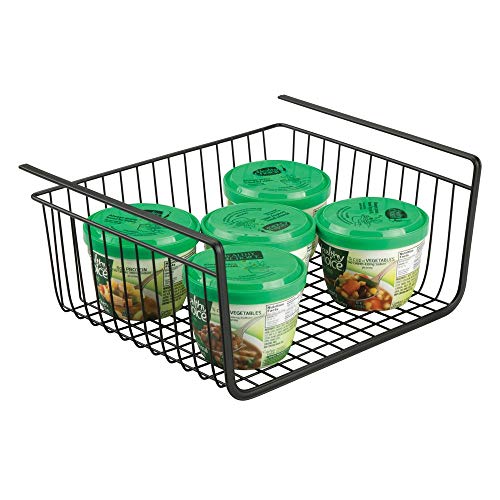 mDesign Household Metal Under Shelf Hanging Storage Bin Basket with