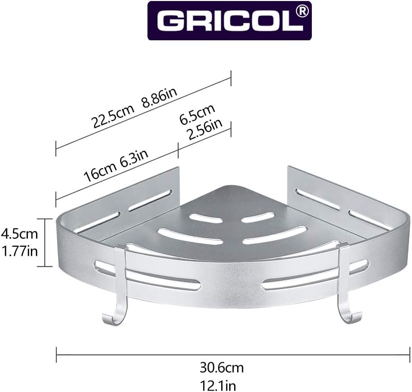 Gricol Corner Shelf Adhesive Suction Shower Caddy: Home Improvement