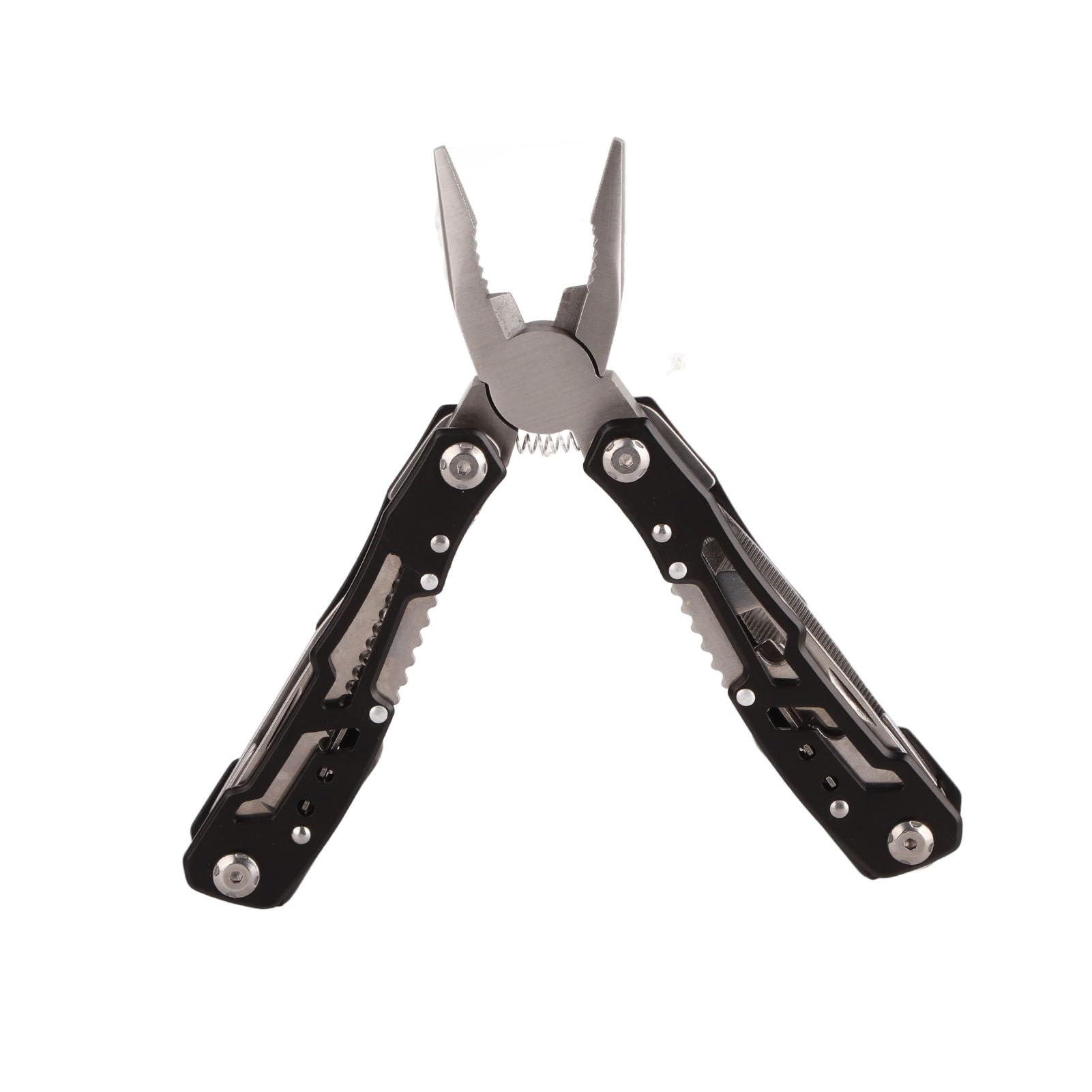 Multi Function Folding Tool Pliers with Safety Lock, Corrosion Resistant Stainless Steel, Portable for Outdoor Camping, Black