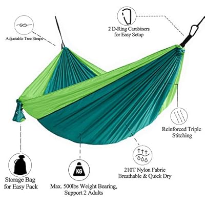 Favorland Camping Hammock Double & Single with Tree Straps for Hiking, Backpacking, Travel, Beach, Yard - 2 Persons… 511sw2%2BYvbL