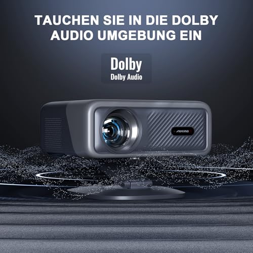 Smart Projector 4K Netflix Capable & Dolby Audio: VISSPL 4000 ANSI Video Projector, Auto Focus & Trapezoidal Correction, 1080P Full HD WiFi6 Bluetooth Home Cinema / Outdoor Projector with 360° Holder