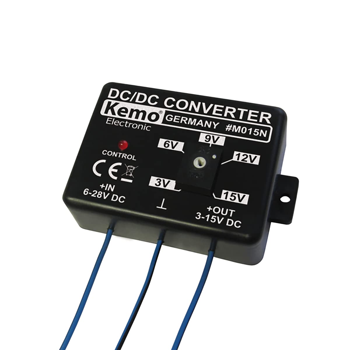 Kemo M015N Adjustable Voltage Converter Input Voltage 6-28 V/DC, Adjustable Output Voltage 3-15 V, Stabilised And Short Circuit Proof, Max. Output Current: 1.5 A