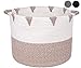 We Care Vida Storage Baskets - Decorative Blanket basket for Living Room | 17,3 W x 13,8H | Made from Natural Cotton Woven Rope (Gold)