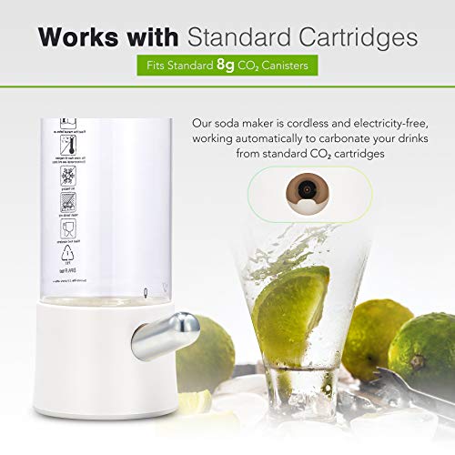 COZ Portable Sparkling Water Maker White, 1.6 Pint Homemade Soda Pop Maker Machine, 750mL