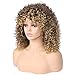 Quick Wig Afro Curly Wigs Short Kinky Curly Full Wigs with Bangs Ombre Brown Mixed Light Brown Synthetic Heat Resistant African Wigs for Black Women