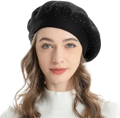 ZLYC French Beret hat, Reversible Solid Color Knit Warm Beret Cap