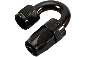 AC PERFORMANCE Black Aluminum 180 Degree -6 AN Female to AN6 Swivel Seal Hose End Oil Fuel Line Fitting, AN6 9/16 x 18 Thread Reusable Equal Tubing Adapter