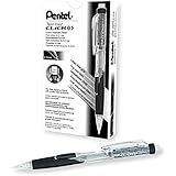 Pentel Twist Erase CLICK Mechanical Pencil, Pack of 12, 0.5mm, Clear Barrel, Black Grip (PD275TA)
