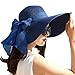 Yshare Women Big Bowknot Straw Sun Hat Floppy Foldable Roll up UV Protection 50+ Beach Cap (Color-1)
