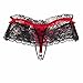 GBSELL Women Sexy Lace Bowknott V-String Briefs Panties Thongs G-String Bikini (New Red)