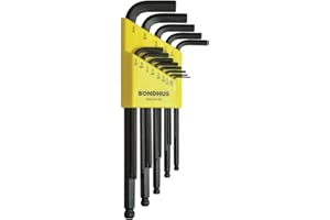 Bondhus 10937 Ball End Hex Keys, Set of 13 L-Wrenches, Sizes .050-3/8-Inch