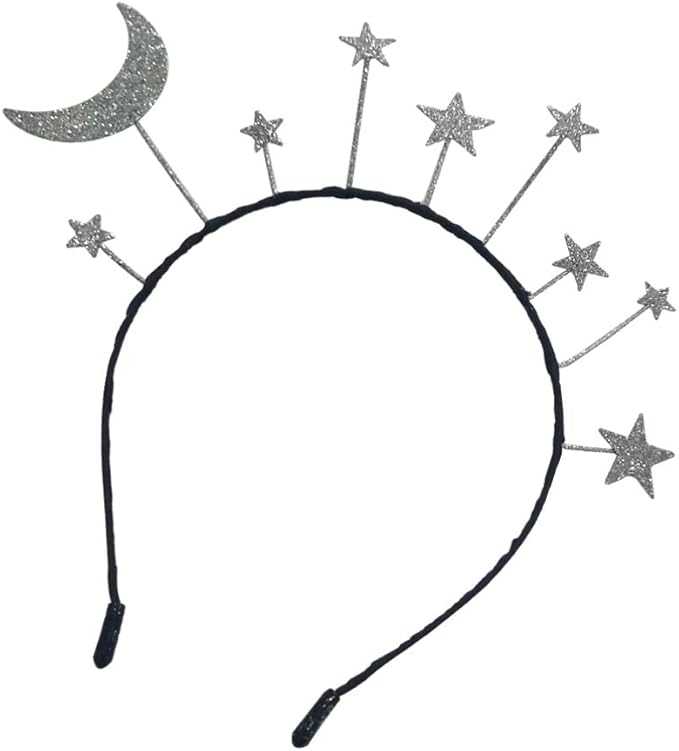 Amosfun Glitter Star Headband Sequin Moon Hair Hoop Crown