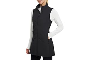baleaf Running Vest for Women Long Puffer Fall Coat Sleeveless Jacket Outerwear Winter Warm Fleece Hybrid Lightweight