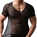 LaLaMa Mens Mesh See Through Clubwear Tank Vest Shirt Size M L XL