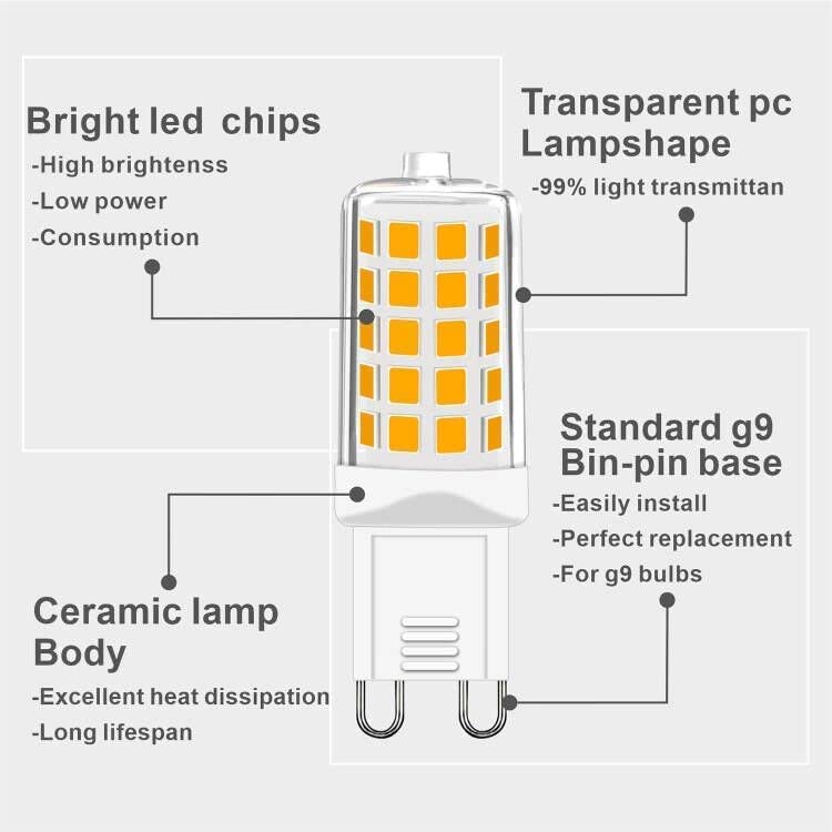 G9 LED Warmweiß Dimmbar, 2700K 230V 4W Ersatz 40W Halogenlampe, T4 Glühbirne Leuchtmittel 450Lm Für Drinnen Und Draußen Schmücken Beleuchtung Kein Flackern Glühlampe 5er 4
