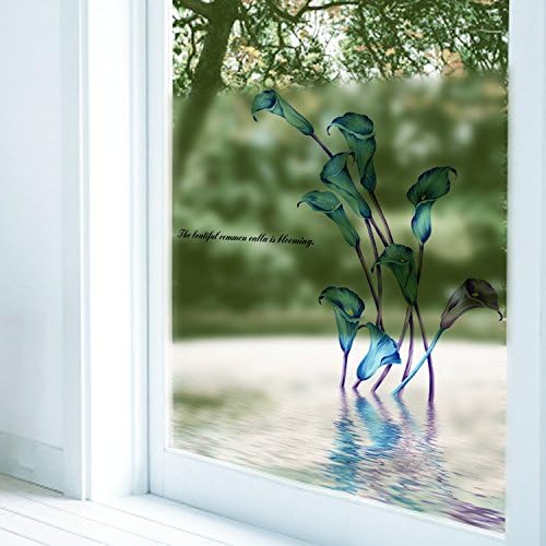 Frosted Privacy Sticker of Blue Calla Lily, Flower Half Transparent Translucent Privacy Decal for Bathroom Window Sliding Door - Image 3