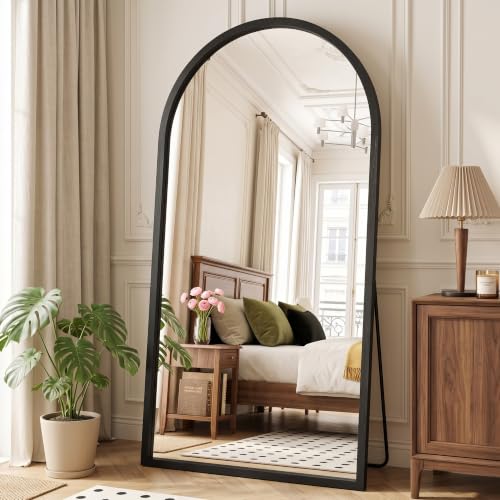 Coomily 76"×41" Arched Full Length Mirror with Solid Wood Frame, Oversized Floor Mirror, Farmhouse…