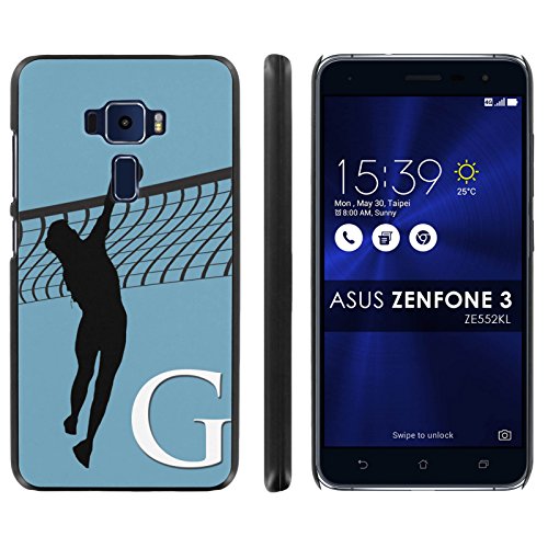 Asus Zenfone 3 ZE552KL Back Cover [Mobiflare] [Black] Slim Clip-On Case [Screen Protector] - [Volleyball Monogram G] for Asus [Zenfone 3] [ZE552KL] [5.5" Screen]