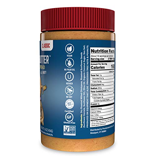 Field Trip Chickpea Butter | Healthy Vegan Snacks, Gluten Free, Non GMO Ingredients, All Natural Creamy Peanut Butter Substitute, Nut and Soy Free | Classic | 16oz Jar 3 Pack