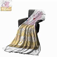 Anzhutwelve Fleece Blanket Pig,Pig Chef BBQ Barbecue Grill for Couch Bed Living Room W70 x L50 inch