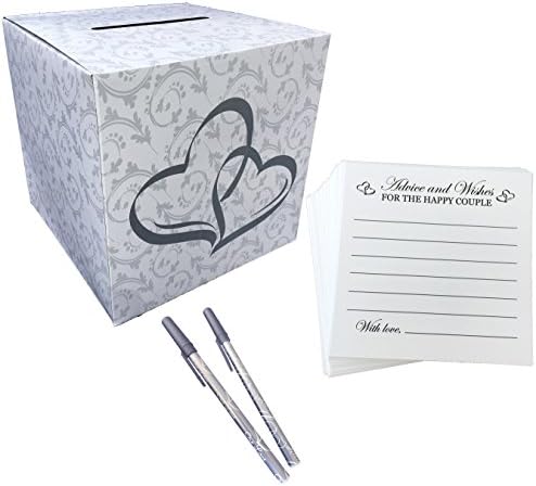 Wedding Advice Cards &amp; Wedding Card Box Set. Perfect for Bridal Shower Games, Wedding Reception Activities or Guest Book Alternative. Well Wishes Cards for the Bride &amp; Groom. 50 Marriage Advice Cards.