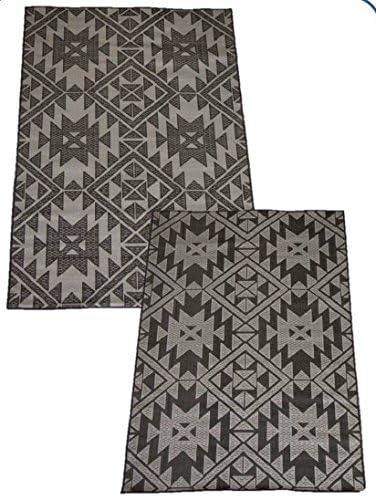 Reversible Patio Loft Flat Weave Rug Mat Pad for Indoor or Outdoor Use 5' x 7' 100% POLYPROPYLENE (Beige and Black)