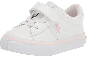 POLO RALPH LAUREN Boy's Sayer Ps White Tmbld/Lt Pnk Pp Sneaker