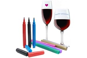 8 Pcs of Wine Glass Markers, CNYMANY Erasable Washable Name It Marker Pens for Glassware Window - 8 Colors
