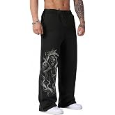 Piuntersite Men's Gothic Graphic Joggers Relaxed Fit Punk Streetwear Sweatpants with Pockets Hip Hop Lounge Track Pants