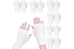 JDVBDNK 6 Pairs Fingerless Eczema Gloves Moisturizing Gloves for Adults Fingerless Cotton Gloves Washable and Reusable Eczema Sleeves Cotton Gloves Overnight Dry Hands for Adults Eczema (White)