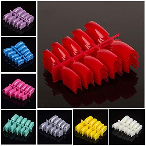 100PCS Fake Nails False Acrylic Gel French Nail Tips Half Nail Tips Salon Decorative Acrylic Nail Tips - 29 Color Choose 13 Red