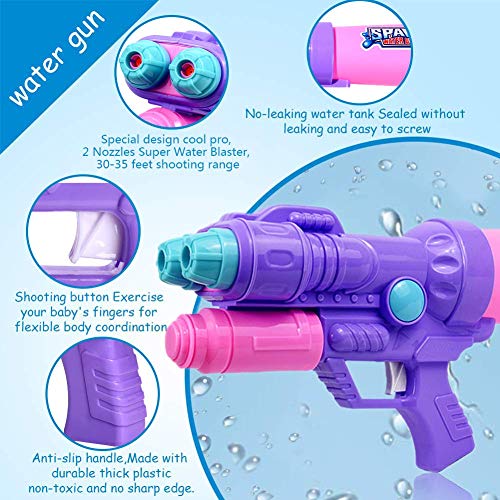 JUOIFIP 2 Pack Water Gun Super Water Blaster 2 Nozzles 1200cc High Capacity Pistol Squirt Gun Shoots 30-35 Ft Long Range Party Favor Summer Toys Swimming Pool Beach Sand Water Fight Toy Gun