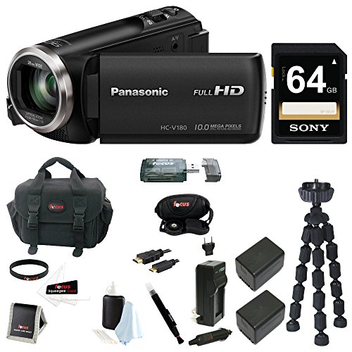 Panasonic HC-V180 HD Video Camcorder 64GB Card Batteries w