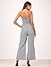 Sedrinuo Womens Elegant Casual Work Jumpsuit Grid Straps Wide Leg Long Pants Black Small