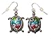 DianaL Boutique Colorful Enameled Sea Turtle Pendant Necklace and Earrings Set on Black Cord with Free 18