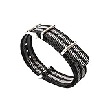 Watch Bands NATO Straps Replacement Watchbands Ballistic Nylon Straps with Stainless Steel Buckle (20mm, Black/Smoke (Bond))